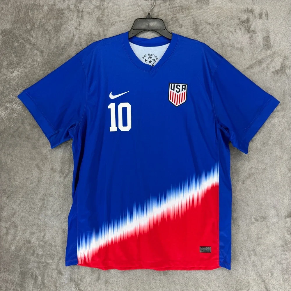 Nike USMNT Christian Pulisic 10 Soccer Jersey Blue Red 4XL FJ1198-100 Mens